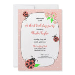 Cute Salmon Coloured Ladybug Invitation