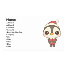 cute santa claus penguin character business card templates