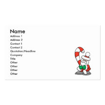 Cute Santa with Giant Candy Cane Business Card