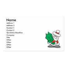 Cute Santa with Holly Leaves Business Card Template