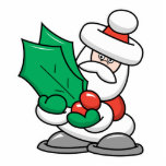 Cute Santa with Holly Leaves photo sculptures