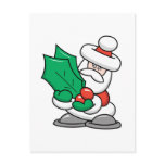 Cute Santa with Holly Leaves postcards