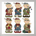 cute santas elves posters