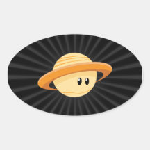 Cute Saturn Planet Oval Stickers