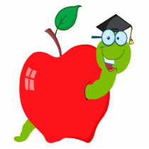cute school grad graduation worm in apple cut out