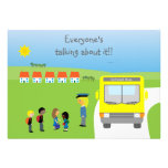 Cute School Kids & Bus Birthday Party Personalized Invitation