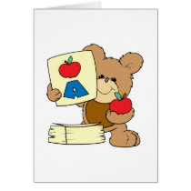 cute school teddy bear A is for Apple Cards
