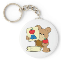 cute school teddy bear A is for Apple Key Chain