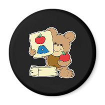 cute school teddy bear A is for Apple Magnet