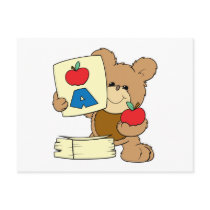 cute school teddy bear A is for Apple Postcards