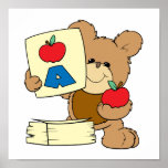 cute school teddy bear A is for Apple posters