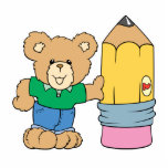 cute school teddy bear with pencil photo sculptures
