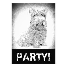 Cute Scottish Terrier dog art Personalised Invite