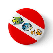 Cute Scubadorable Dive Flag Pinback Buttons