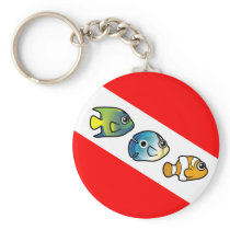 Cute Scubadorable Dive Flag Keychains