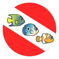 Cute Scubadorable Dive Flag Round Sticker