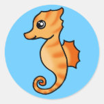 cute seahorse round sticker