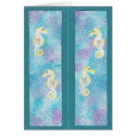 Cute Seahorses on blue and purple bookmarks cards