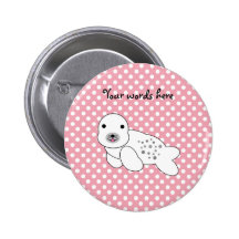 Cute seal pup pink and white polka dots