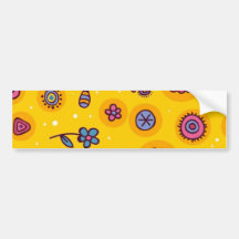 cute-seamless-pattern colourful cartoon flowers bumper stickers