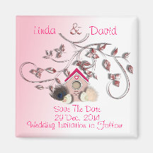Cute Shabby Chic Style Birds Save The Date Fridge Magnet