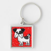 Cute Shih Tzu Cartoon Shirt Black and White Key Chains