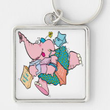 cute shopaholic shopping elephant keychains