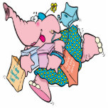 cute shopaholic shopping elephant cut outs