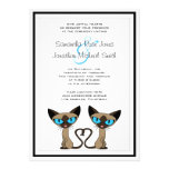 Cute Siamese Cats Tail Heart Wedding Invitation