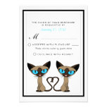 Cute Siamese Cats Tail Heart Wedding RSVP Custom Announcement