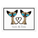 Cute Siamese Cats Tail Heart Wedding Save the Date Personalised Announcement