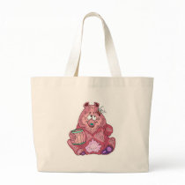 cute silly bear with honey tote bags