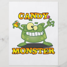 cute silly candy monster cartoon for halloween custom flyer