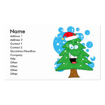 cute silly cartoon christmas tree character business card