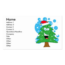 cute silly cartoon christmas tree character business card templates