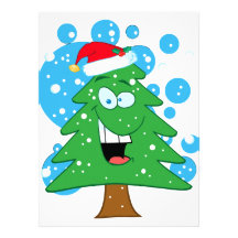 cute silly cartoon christmas tree character personalised announcements