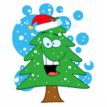 cute silly cartoon christmas tree character photo sculptures