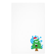 cute silly cartoon christmas tree character customized stationery