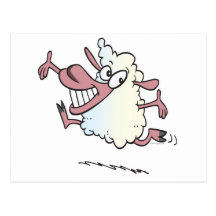 cute silly happy lamb cartoon character postcards