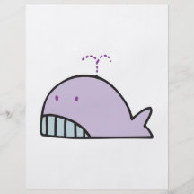 cute silly lavender whale full color flyer