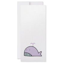 cute silly lavender whale custom rack card