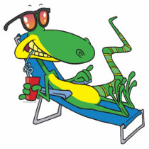 cute silly lounging sun lizard cartoon photo sculptures