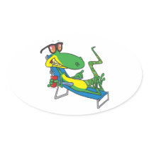 cute silly lounging sun lizard cartoon stickers