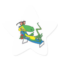 cute silly lounging sun lizard cartoon star sticker