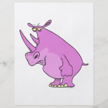 cute silly pink rhino rhinoceros cartoon flyer