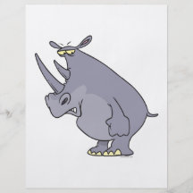 cute silly rhino rhinoceros cartoon character custom flyer