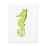 Cute & silly seahorse (green and yellow) gifts. postcards