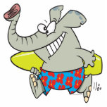 cute silly surfer surfing elephant cartoon photo cut outs