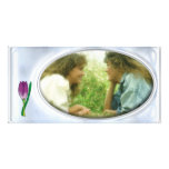 Cute silver photo frame with tulip photo cards