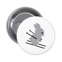 cute ski bunny  snow skiing buttons
